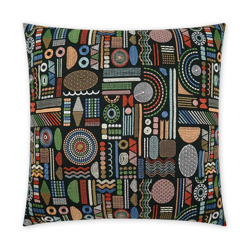 Glyphic Multi Color Throw Pillow With Insert Throw Pillows LOOMLAN By D.V. Kap