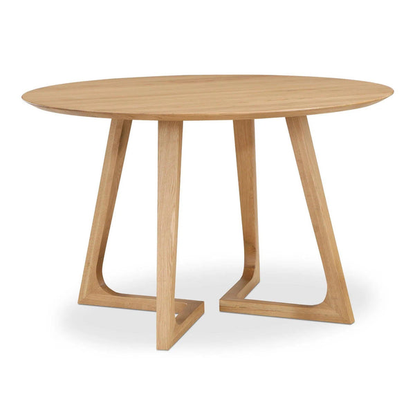 Godenza Natural Solid Oak Round Dining Table Dining Tables LOOMLAN By Moe's Home