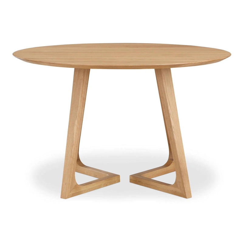 Godenza Natural Solid Oak Round Dining Table Dining Tables LOOMLAN By Moe's Home