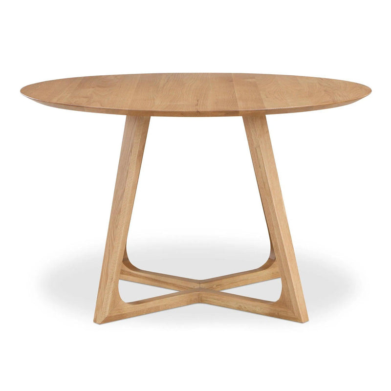 Godenza Natural Solid Oak Round Dining Table Dining Tables LOOMLAN By Moe's Home