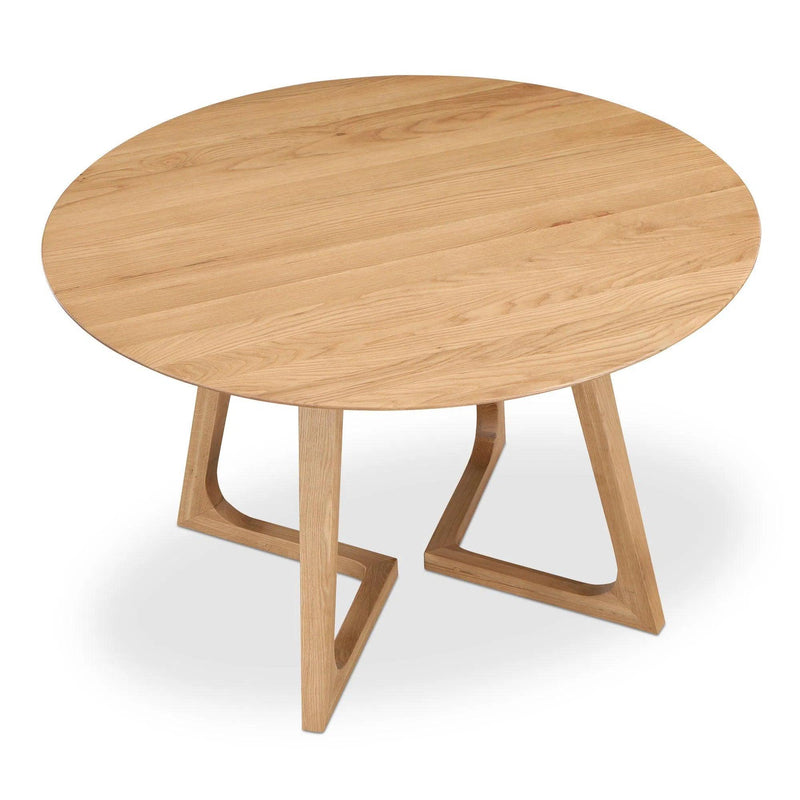 Godenza Natural Solid Oak Round Dining Table Dining Tables LOOMLAN By Moe's Home