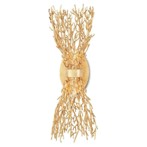 Gold Gilt Sea Fan Wall Sconce Aviva Stan Collection Wall Sconces LOOMLAN By Currey & Co