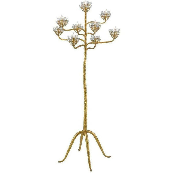 Gold Leaf Agave Americana Floor Candelabra Marjorie Skouras Floor Lamps LOOMLAN By Currey & Co