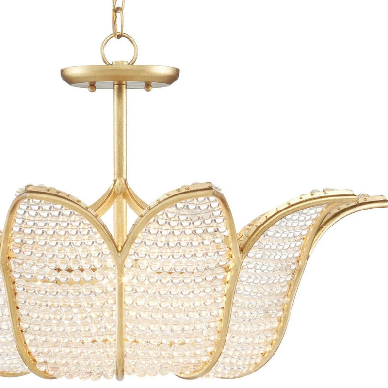 Gold Leaf Clear Bebe Chandelier Bunny Williams Collection Chandeliers LOOMLAN By Currey & Co