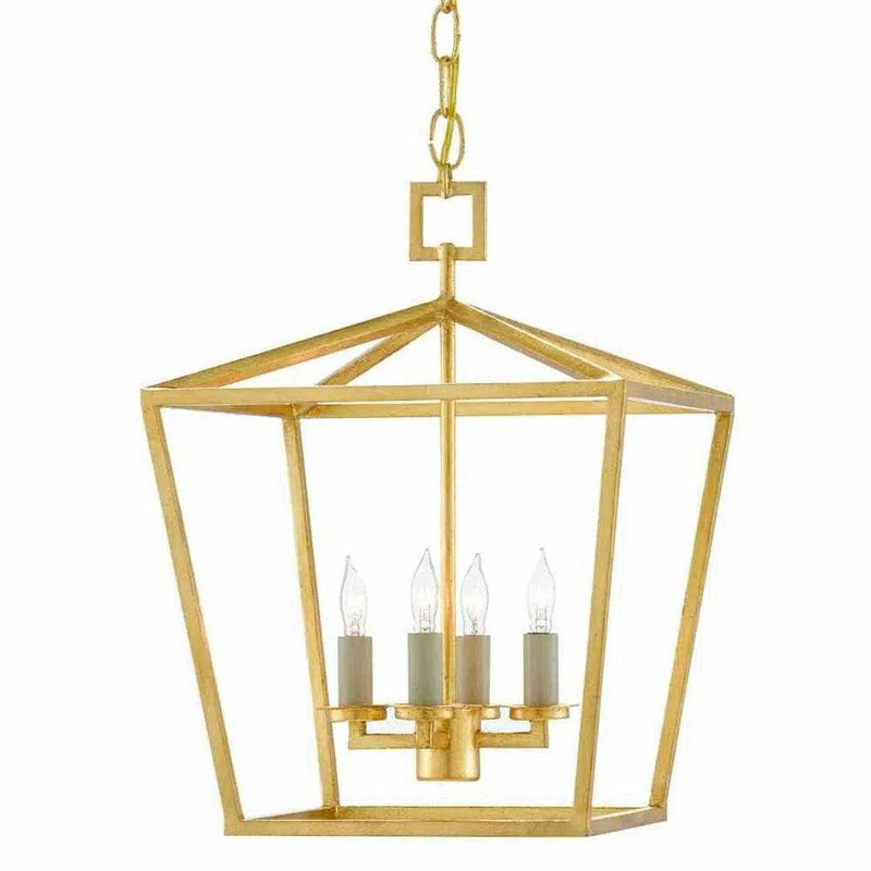 Gold Leaf Denison Gold Small Lantern Lanterns LOOMLAN By Currey & Co