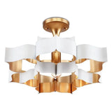 Gold Leaf Grand Lotus White Small Chandelier Chandeliers LOOMLAN By Currey & Co