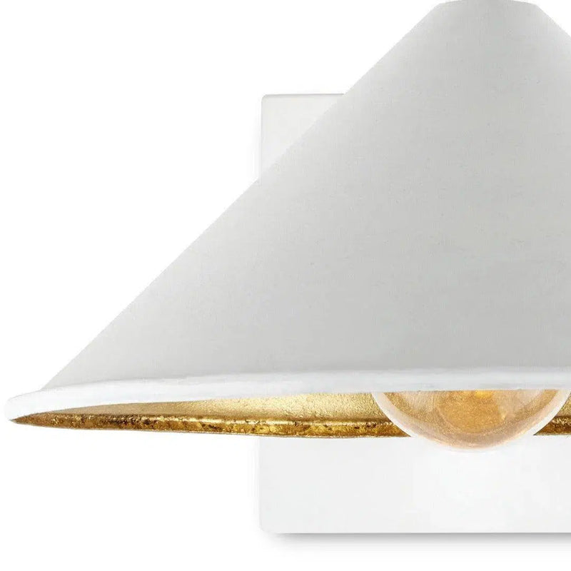 Gold Leaf Serpa Single White Wall Sconce Jamie Beckwith Wall Sconces LOOMLAN By Currey & Co