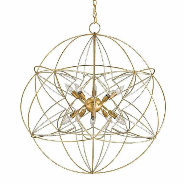 Gold Leaf Silver Leaf Zenda Orb Chandelier Chandeliers LOOMLAN By Currey & Co