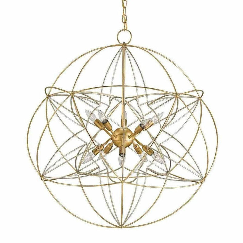 Gold Leaf Silver Leaf Zenda Orb Chandelier Chandeliers LOOMLAN By Currey & Co