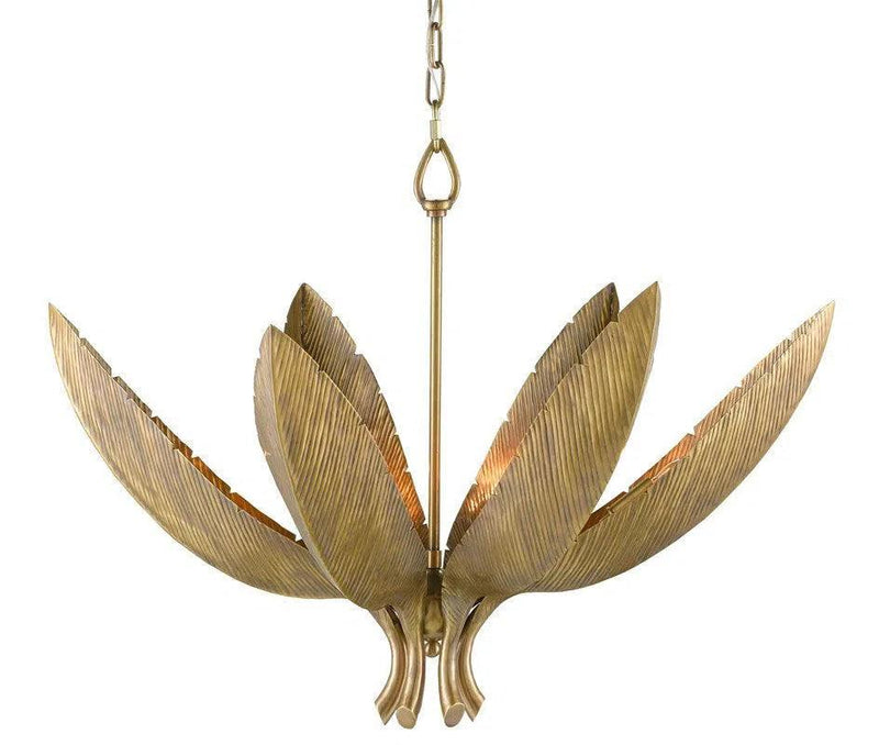 Gold Lighting Fixture Antique Brass Bird of Paradise Chandelier Chandeliers LOOMLAN By Currey & Co