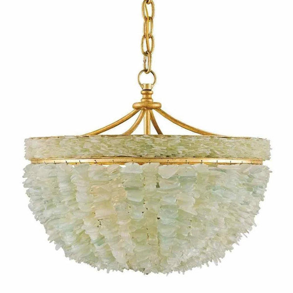 Golden Lighting Pendant Gold Leaf Seaglass Bayou Pendant Pendants LOOMLAN By Currey & Co