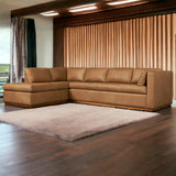 Goldenrod Nubuck Leather Sectional with Chaise Sectionals LOOMLAN By One For Victory