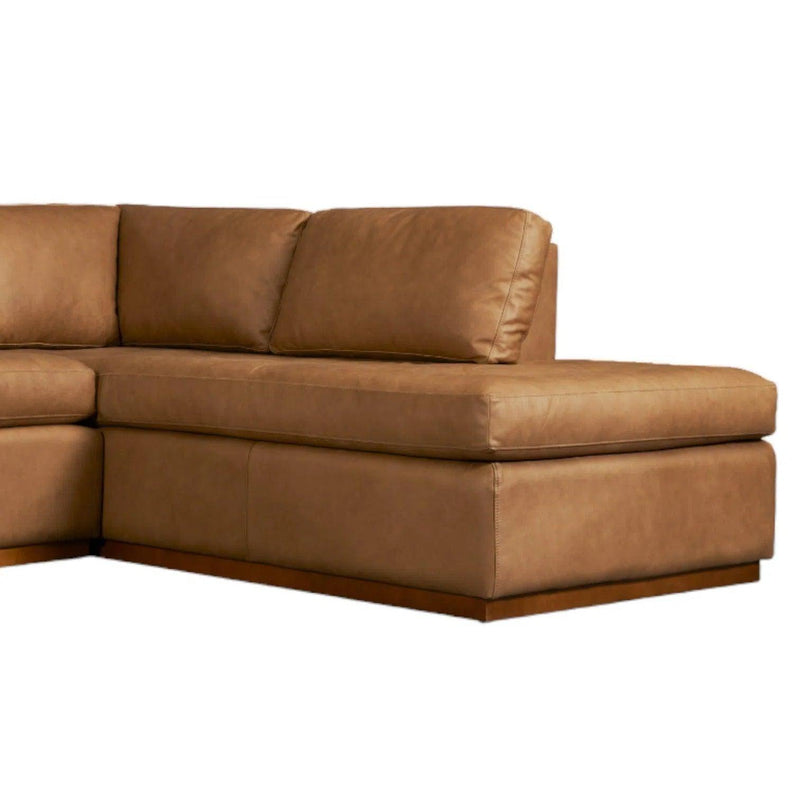 Goldenrod Nubuck Leather Sectional with Chaise Sectionals LOOMLAN By One For Victory