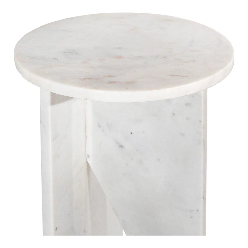 Grace White Marble Round Accent Table Side Tables LOOMLAN By Moe's Home