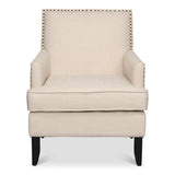 Grady Accent Chair Cream Linen Fabric Accent Chairs LOOMLAN By Sarreid