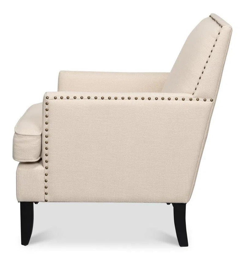 Grady Accent Chair Cream Linen Fabric Accent Chairs LOOMLAN By Sarreid