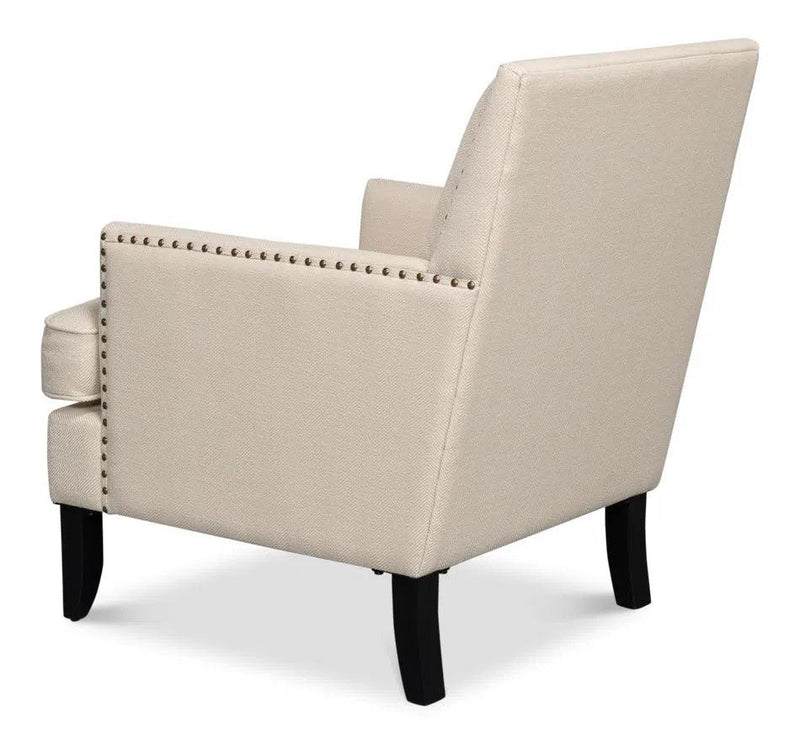 Grady Accent Chair Cream Linen Fabric Accent Chairs LOOMLAN By Sarreid