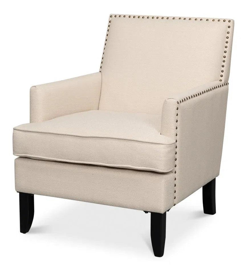 Grady Accent Chair Cream Linen Fabric Accent Chairs LOOMLAN By Sarreid