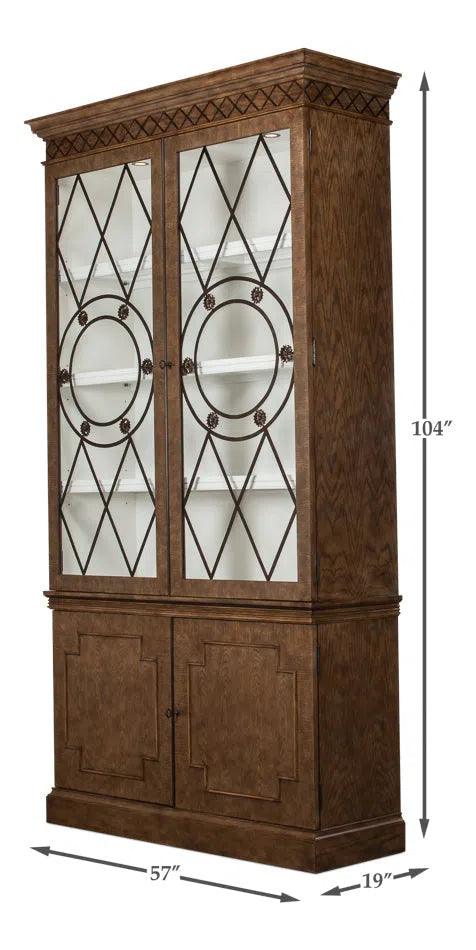 Grafton Curio Display Cabinet Glass Doors Bookcase Buffets & Curios LOOMLAN By Sarreid