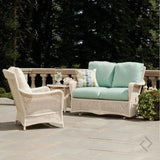 Grand Traverse 3Pc Set Gliding Loveseat Chair And Table Lloyd Flanders Outdoor Lounge Sets LOOMLAN By Lloyd Flanders