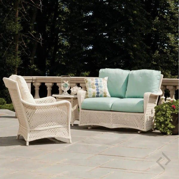 Grand Traverse 3Pc Set Gliding Loveseat Chair And Table Lloyd Flanders Outdoor Lounge Sets LOOMLAN By Lloyd Flanders