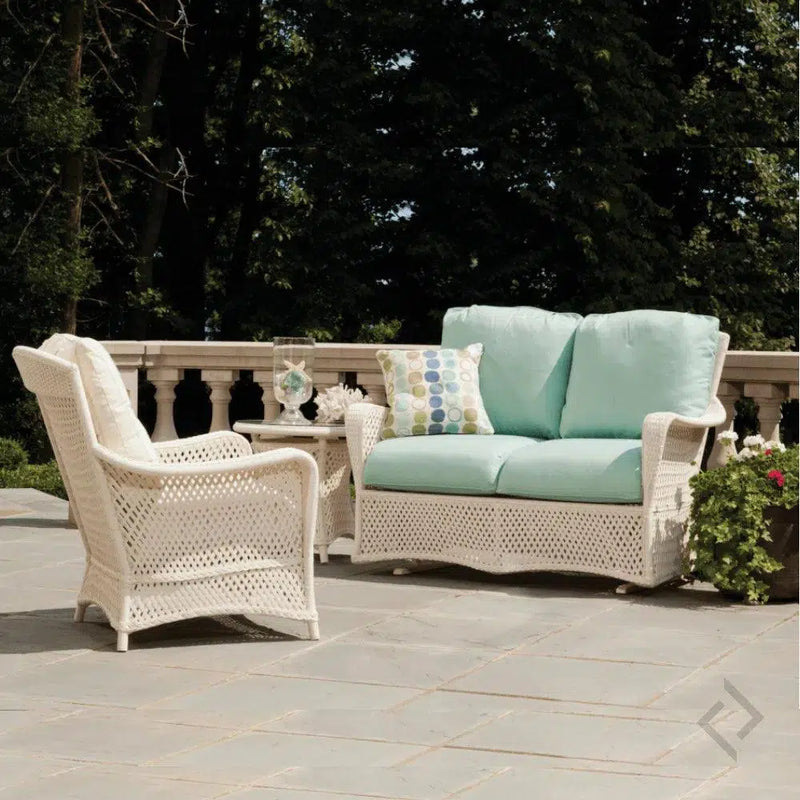 Grand Traverse 3Pc Set Gliding Loveseat Chair And Table Lloyd Flanders Outdoor Lounge Sets LOOMLAN By Lloyd Flanders