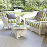 Grand Traverse Patio Round Dining Table With Glass Top Lloyd Flanders Outdoor Dining Tables LOOMLAN By Lloyd Flanders