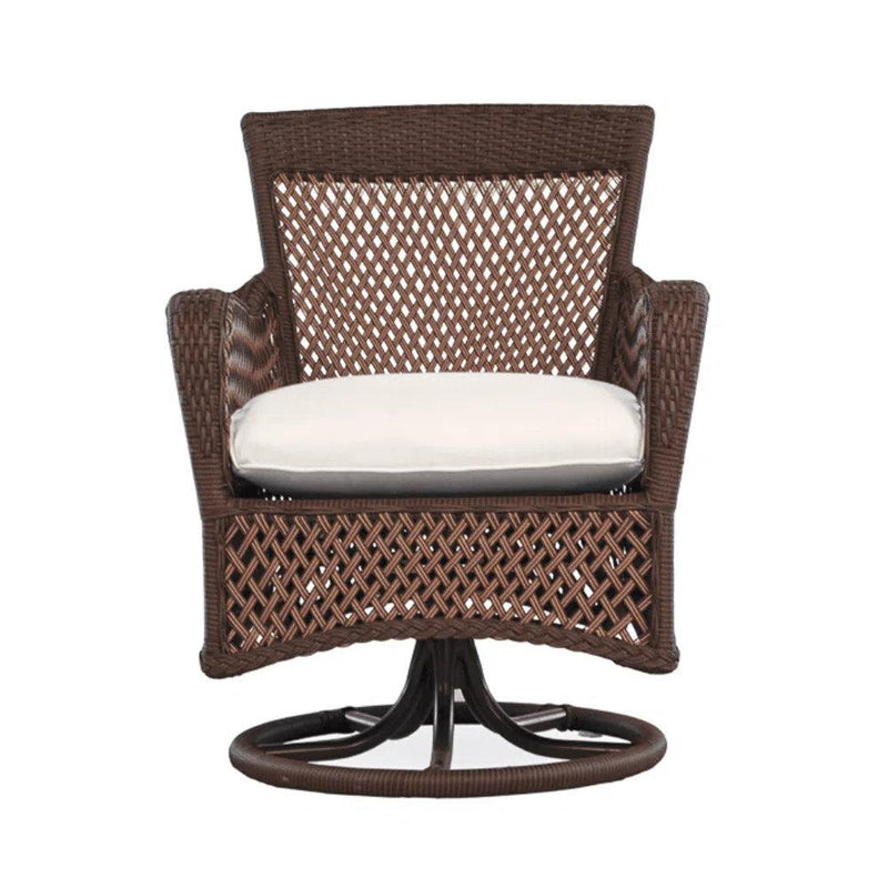 Grand Traverse Patio Swivel Dining Armchair With Sunbrella Cushions Outdoor Dining Chairs LOOMLAN By Lloyd Flanders