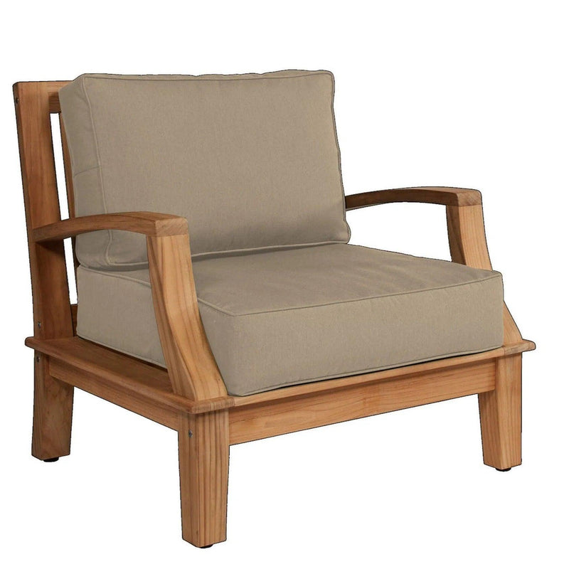 Grande Teak Club Chair with Sunbrella Cushion Outdoor Lounge Chairs LOOMLAN By HiTeak