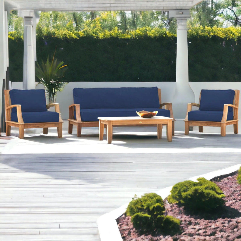 Grande Teak Deep Seating Outdoor Sofa with Sunbrella Cushion Outdoor Sofas & Loveseats LOOMLAN By HiTeak