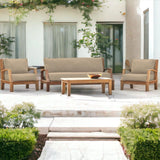 Grande Teak Deep Seating Outdoor Sofa with Sunbrella Cushion Outdoor Sofas & Loveseats LOOMLAN By HiTeak