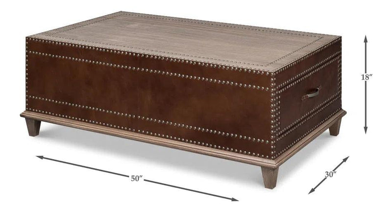 Grandon Equestrian Leather Cocktail Coffee Table Coffee Tables LOOMLAN By Sarreid