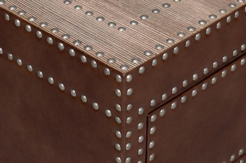 Grandon Equestrian Leather Cocktail Coffee Table Coffee Tables LOOMLAN By Sarreid