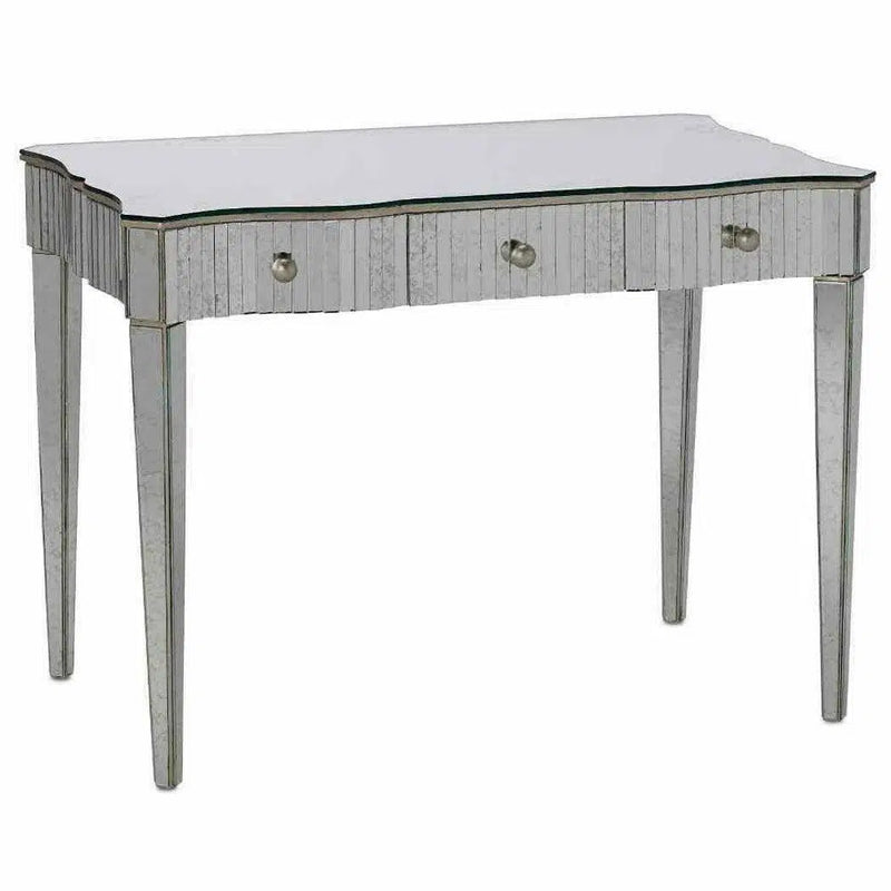 Granello Silver Leaf Antique Gilda Vanity Table Home Office Desks LOOMLAN By Currey & Co