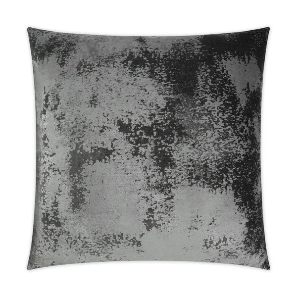 Grated Gunmetal Solid Silver Grey Large Throw Pillow With Insert Throw Pillows LOOMLAN By D.V. Kap