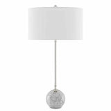 Gray & White Veined Marble Polished Villette White Table Lamp Table Lamps LOOMLAN By Currey & Co