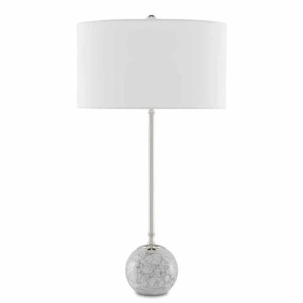 Gray & White Veined Marble Polished Villette White Table Lamp Table Lamps LOOMLAN By Currey & Co