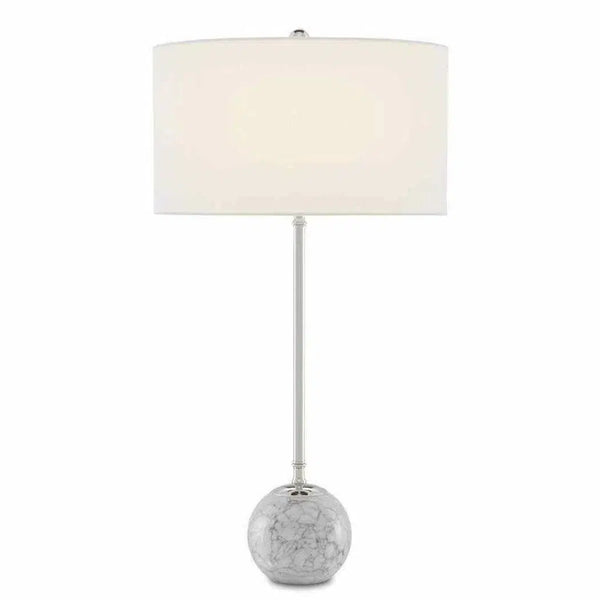 Gray & White Veined Marble Polished Villette White Table Lamp Table Lamps LOOMLAN By Currey & Co