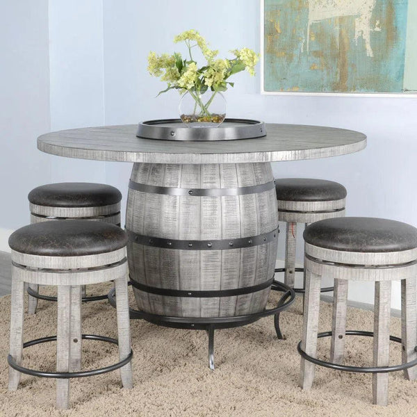 Gray Counter Height Barrell Pub Table With Lazy Susan Counter Tables LOOMLAN By Sunny D