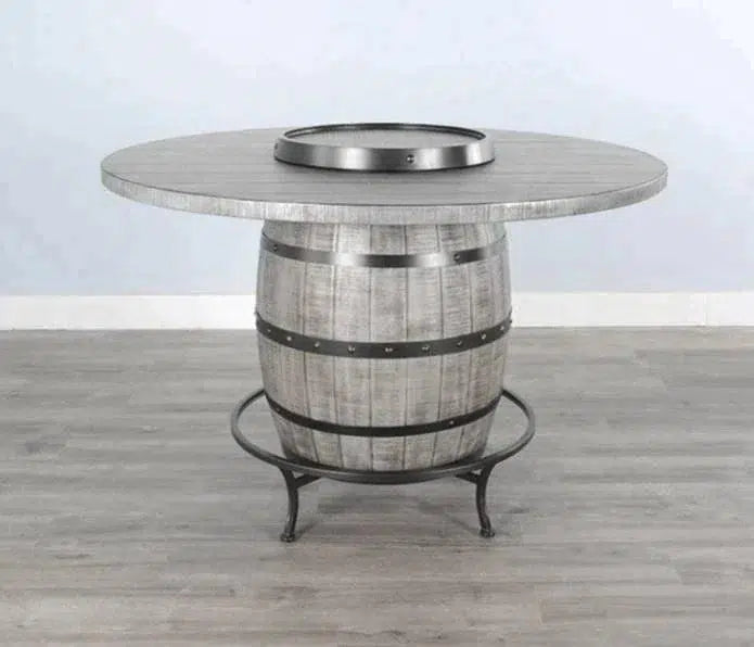 Gray Counter Height Barrell Pub Table With Lazy Susan Counter Tables LOOMLAN By Sunny D