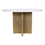 Graze Marble and Iron White Round Dining Table Dining Tables LOOMLAN By Moe's Home