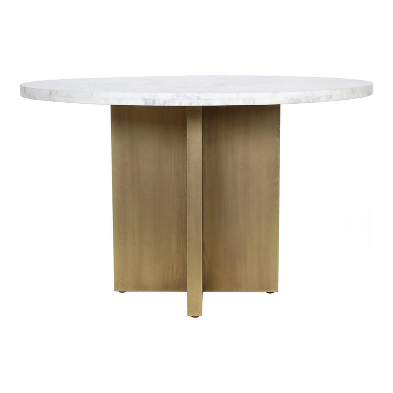 Graze Marble and Iron White Round Dining Table Dining Tables LOOMLAN By Moe's Home