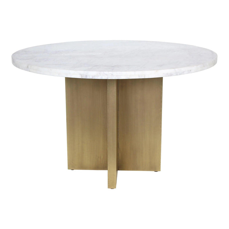 Graze Marble and Iron White Round Dining Table Dining Tables LOOMLAN By Moe's Home