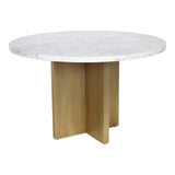 Graze Marble and Iron White Round Dining Table Dining Tables LOOMLAN By Moe's Home