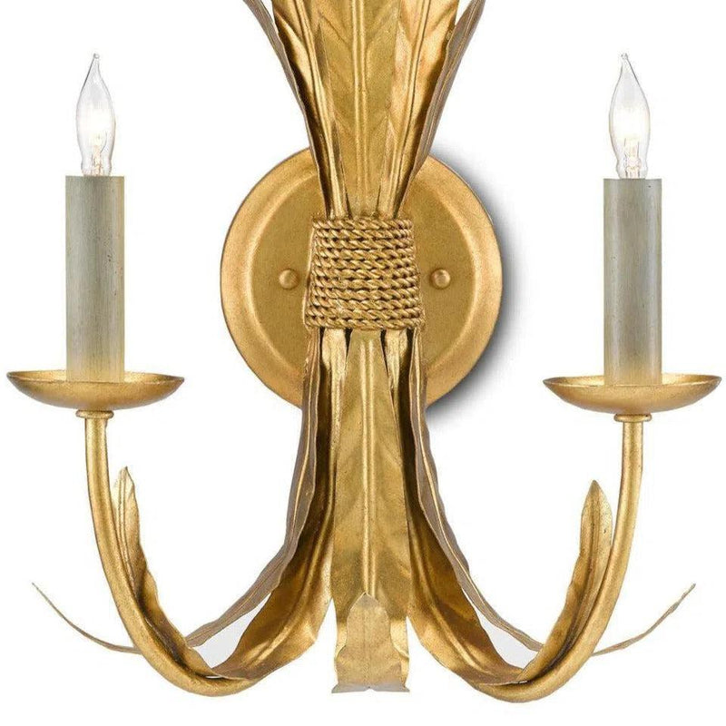 Grecian Gold Leaf Bette Wall Sconce Bunny Williams Collection Wall Sconces LOOMLAN By Currey & Co