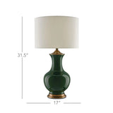 Green Antique Brass Lilou Green Table Lamp Table Lamps LOOMLAN By Currey & Co