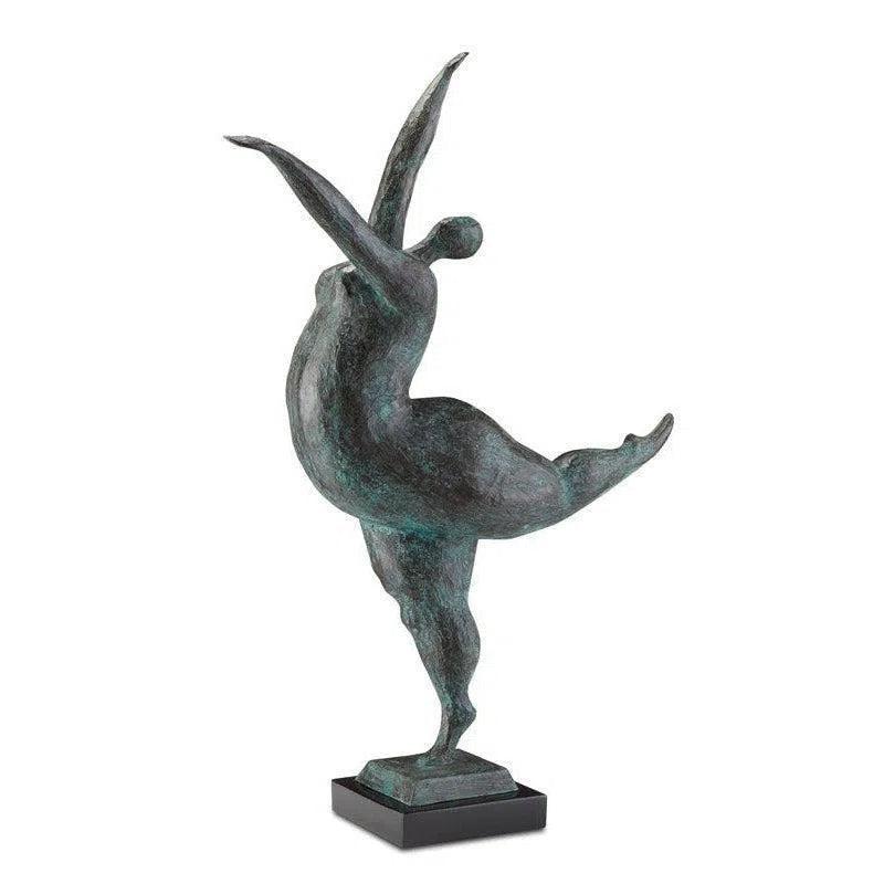 Green Black Butterfly Ballerina Bronze Statues & Sculptures LOOMLAN By Currey & Co