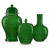 Green Imperial Green Ginger Jar Vases & Jars LOOMLAN By Currey & Co