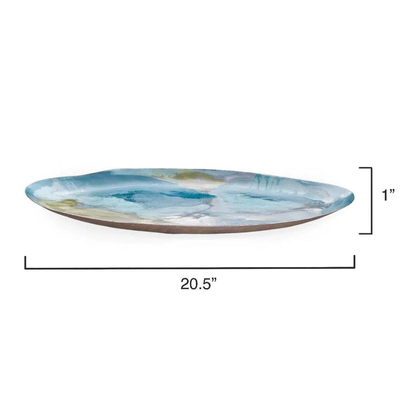 Green Iron Sheet Palette Oval Tray Trays LOOMLAN By Jamie Young