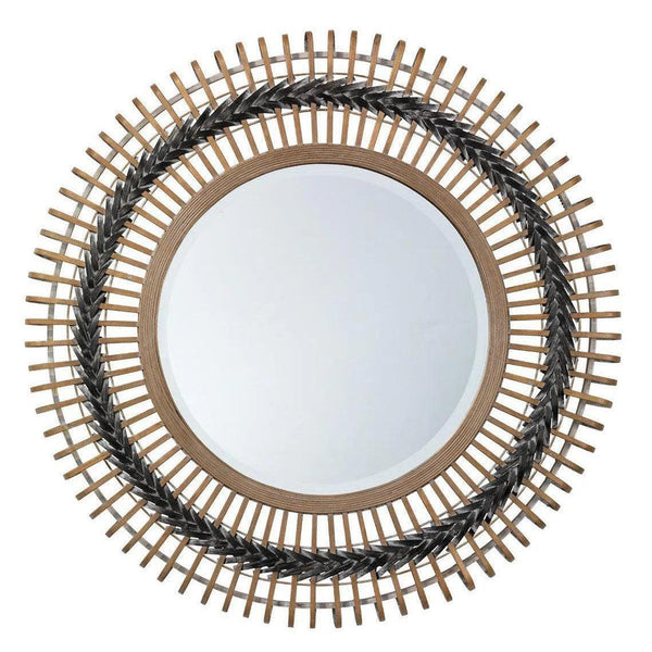 Grey Bamboo Grove Braided Wall Mirror Wall Mirrors LOOMLAN By Jamie Young